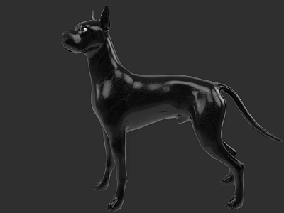 Glossy Black Dog 3D Model in Standing Pose with Smooth Surface 3d model