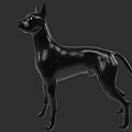 Glossy Black Dog 3D Model in Standing Pose with Smooth Surface 3d model