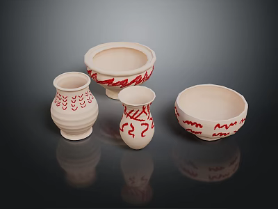 Modern Pottery Pot African Cultural Relics African Pot African Pottery Pot 3d model