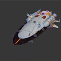 Futuristic White And Yellow Spaceship With Multiple Thrusters For Space Exploration
