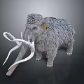 Realistic Woolly Mammoth Model With Shaggy Fur And Long Curved Tusks