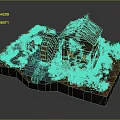 Detailed Miniature Watermill House Model With Flowing Water And Green Grass