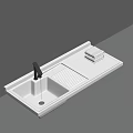 White Bathroom Washbasin With Modern Faucet Drainage Rack And Stack Of Towels