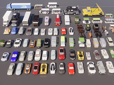 Collection of Assorted Car Models Featuring Different Colors and Vehicle Styles 3d model