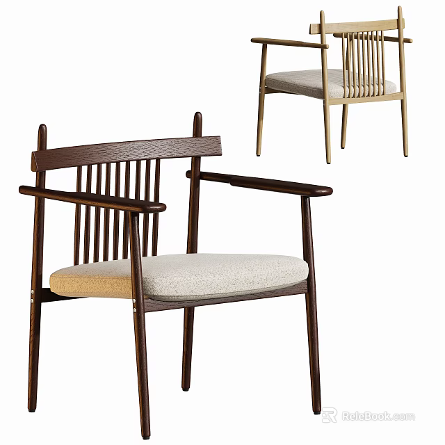 Modern Leisure Chair With Wooden Frame Armrests Padded Seat And Minimalist Design 3d model 