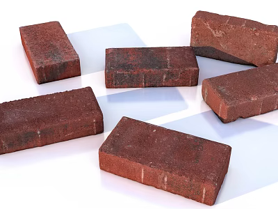 brick broken brick red brick 3d model
