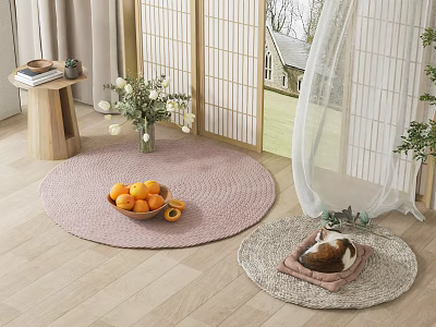 Round Rugs Enhance Cozy Home Ambiance With Fruits And Flowers 3d model