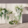 Floral Installation Design With Green Plants White Flowers Archway And Hanging Decor