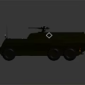Military Green Armored Vehicle With Six Wheels Open Cargo Area And Roof Equipment