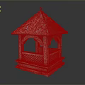 Classic Rustic Wooden Pavilion With Copper Roof Arched Design And Base Structure