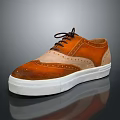 Brown Casual Brogue Shoes With Leather Upper Black Laces And White Sole