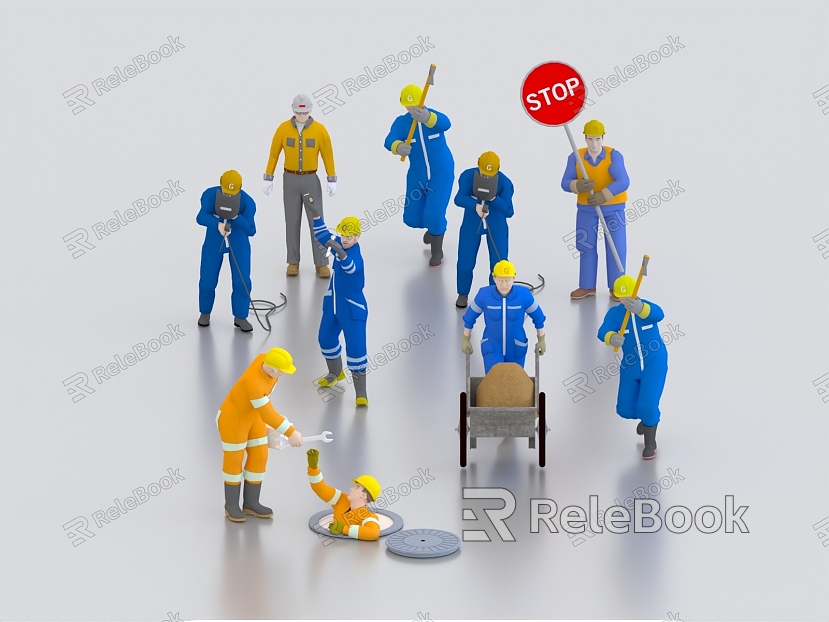 Multi-person construction workers construction workers model