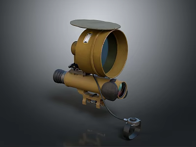 Tactical Weapon Scope With Yellow Housing Mount And Connection Cable 3d model