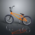 Orange BMX Bicycle With Black Handlebars Brown Seat And Wide Tires