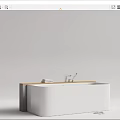 Modern Freestanding White Bathtub With Wooden Top Towels Slippers And Faucet