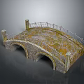 Classical Stone Bridge Structure With Three Arched Openings And Ornate Iron Railing 3d model