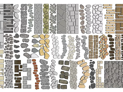 Various Stepping Stones Design Patterns With Different Natural Stone Materials For Garden Paths 3d model