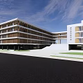 Modern School Building With Architectural Design Multi Storey Structure Green Lawns And Open Steps 3d model