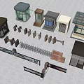 Various Security Access Control Equipment Including Booths Turnstiles And Gates 3d model