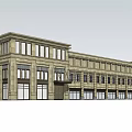 Modern Commercial Complex Building With Stone Facade And Multiple Storefronts 3d model