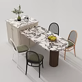 French Middle-style Middle Island Table and Chair Combination Marble Semi-circular Middle Island Table Vase Fruit 3d model