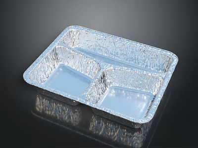 Disposable Aluminum Foil Compartment Food Container Set For Takeout Bento Meals 3d model