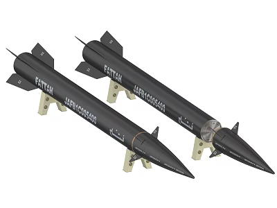 Black Modern Military Missiles On Stands With Model Numbers As Weapons 3d model