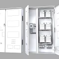 Industrial Electrical Distribution Cabinet With Open Door Multiple Meters And Wiring System