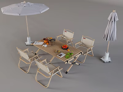 Outdoor Sunshade Umbrella With Wooden Table And Chairs For Patio Dining Set 3d model Outdoor Sunshade Umbrella With Wooden Table And Chairs For Patio Dining Set 3d model
