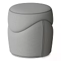 Modern Leather Stool With Beige And Off White Curved Design And Stitching Details