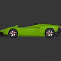 Vibrant Green Convertible Sports Car With Streamlined Body Black Interior And Rear Spoiler