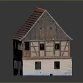 Traditional Model House With Red Tiled Roof Wooden Structure And Beige Walls