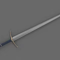 Medieval Sword With Blue Hilt Golden Accents And Sharp Silver Blade