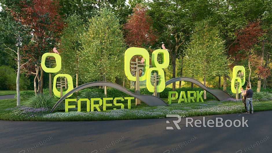 Sculpture sketch of forest park entrance sign model