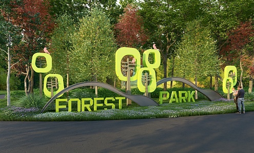 Sculpture sketch of forest park entrance sign 3d model