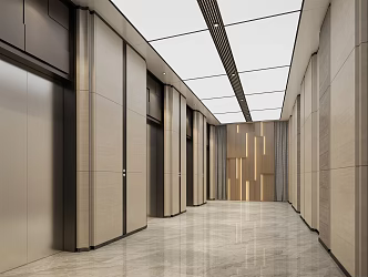 modern elevator hall 3d model