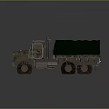 Military Camouflage Transport Truck With Green Canvas Cargo Bed And Six Wheels