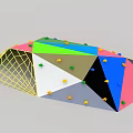 Colorful Climbing Playground Equipment With Multicolored Panels Grips And Grid Frame Support