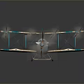 Vintage Blue White Biplane 3D Model With Wooden Metal Material For Aerospace