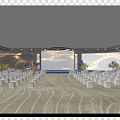 Stage Design With Dynamic Lighting Effects And Backdrop Screen Decor Setup 3d model