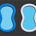 Two Peanut Shaped Blue And White Inflatable Pools As Play Equipment