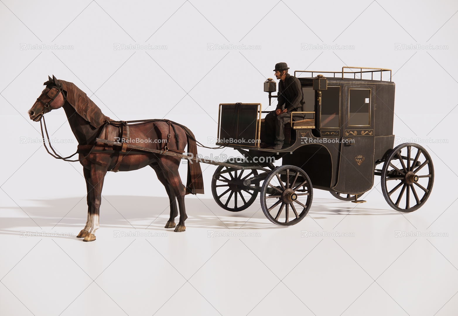 European carriage classical carriage 3d model