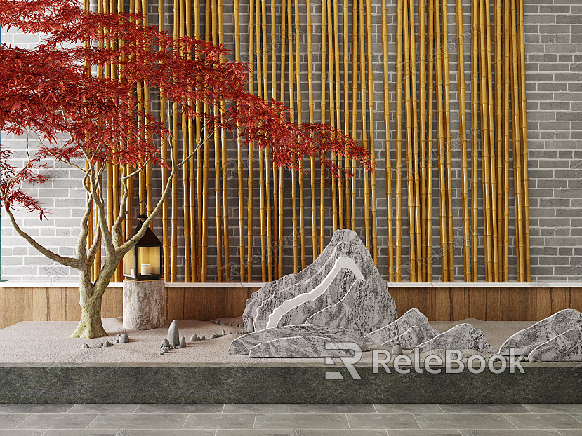 New Chinese landscape sketch bamboo wall model