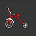 Red And White Children's Tricycle With Simple Design And Three Wheels