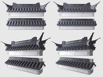 Heritage Chinese Building Facade Featuring Traditional Tile Roof And Ornate Eaves 3d model