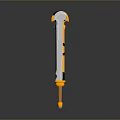 Modern Sci Fi Sword With Orange Yellow Hilt And Shiny White Blade