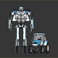 Blue Transformer Robot Character With Its Car Vehicle Action Figure 3d model