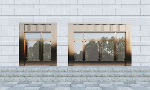 European style copper door outdoor door villa entrance copper door double door copper door 3d model