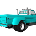 Blue Vintage Truck Exterior Design With Classic Retro Style And Chrome Details