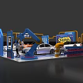 City Center Car Exhibition Display Booth With Multiple Vehicles And Decorations